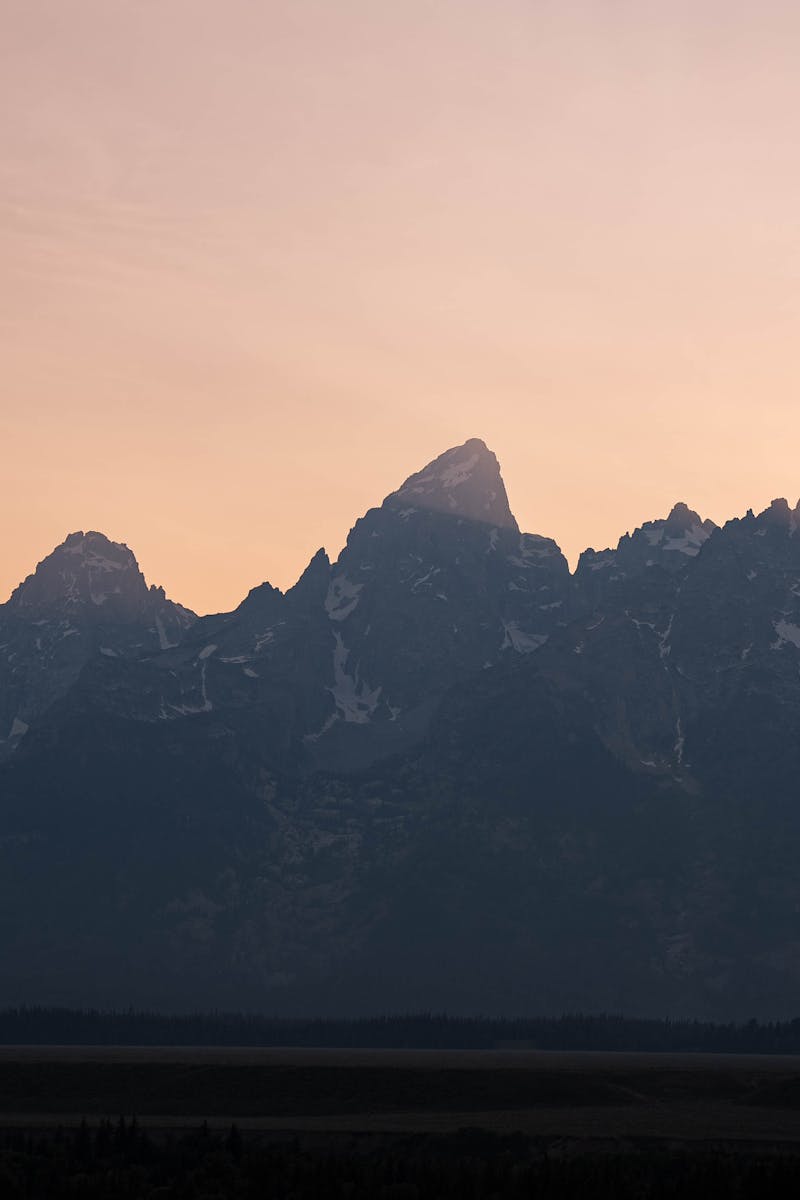 Sunset over the Grand Tetons, Wyoming.